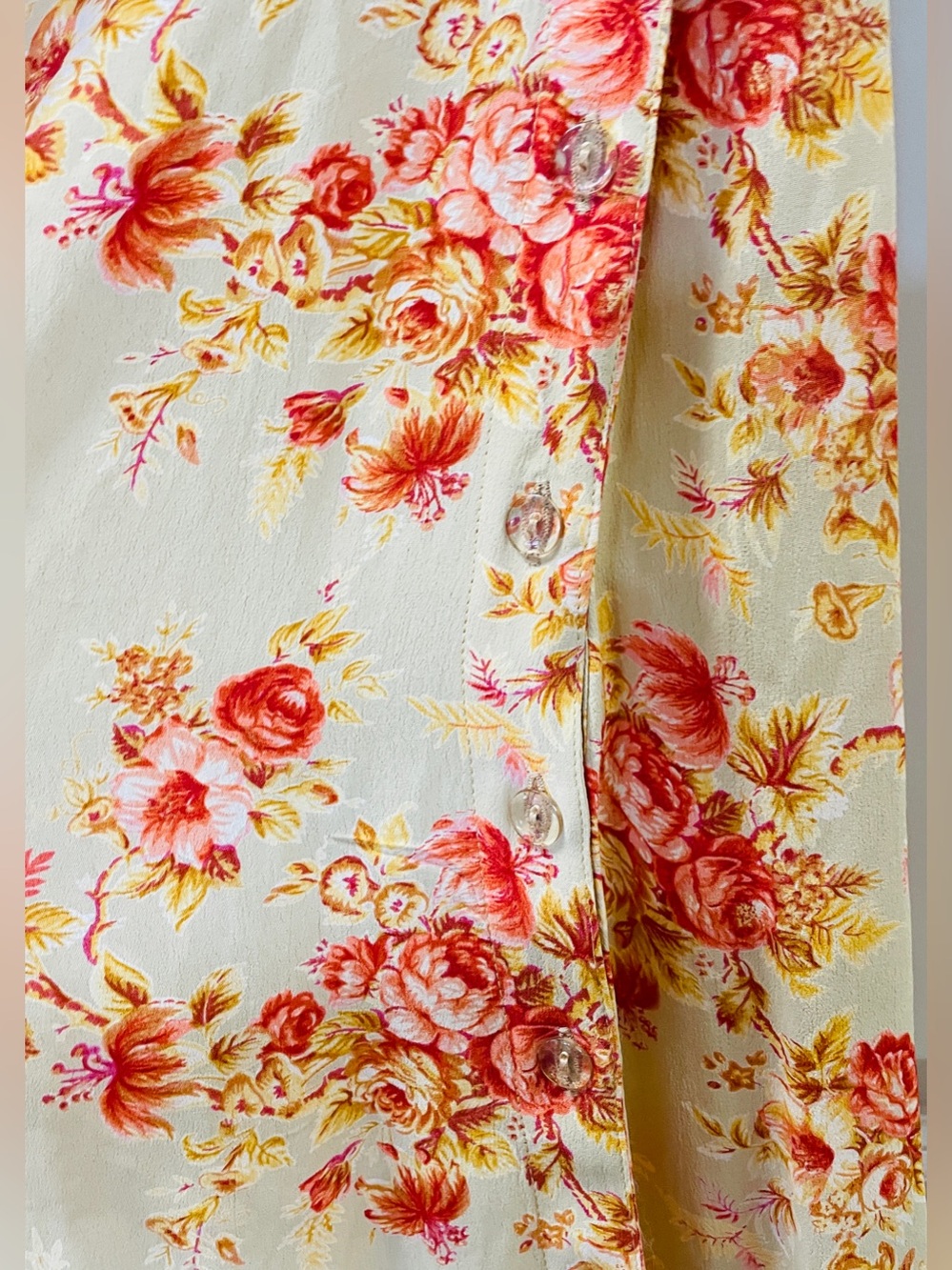 April Cornell Floral Maxi Skirt Small Cottagecore Side Button Elastic Waist - Picture 3 of 5